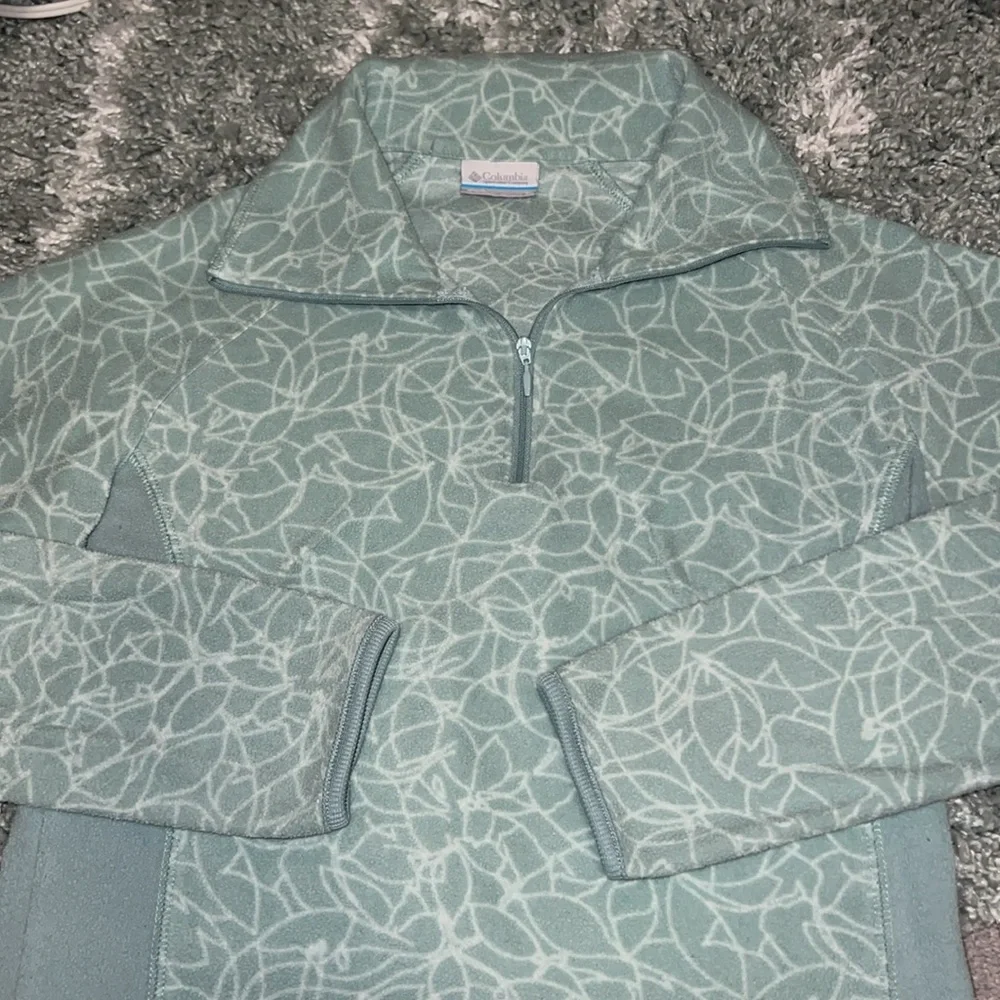 COLUMBIA pullover half zip fleece sweater women’s sz Small light teal 💚💙 EUC - Picture 6 of 11